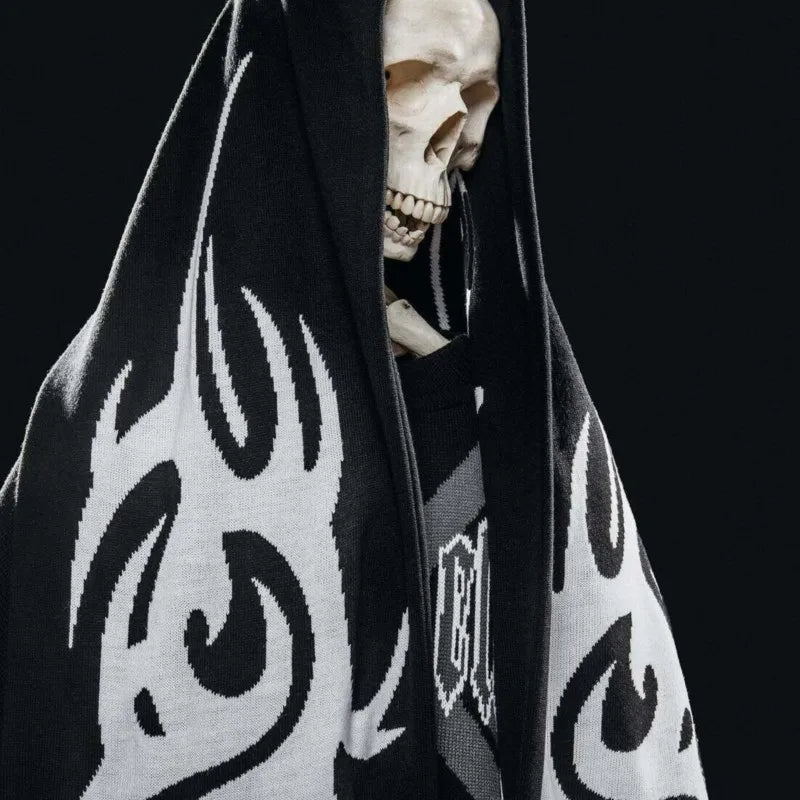 Y2K Tribal Star Satan Club Graphic Shawl Scarf