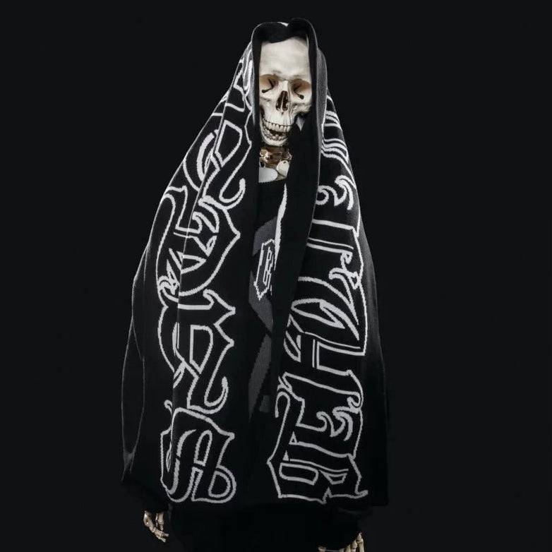 Y2K Tribal Star Satan Club Graphic Shawl Scarf