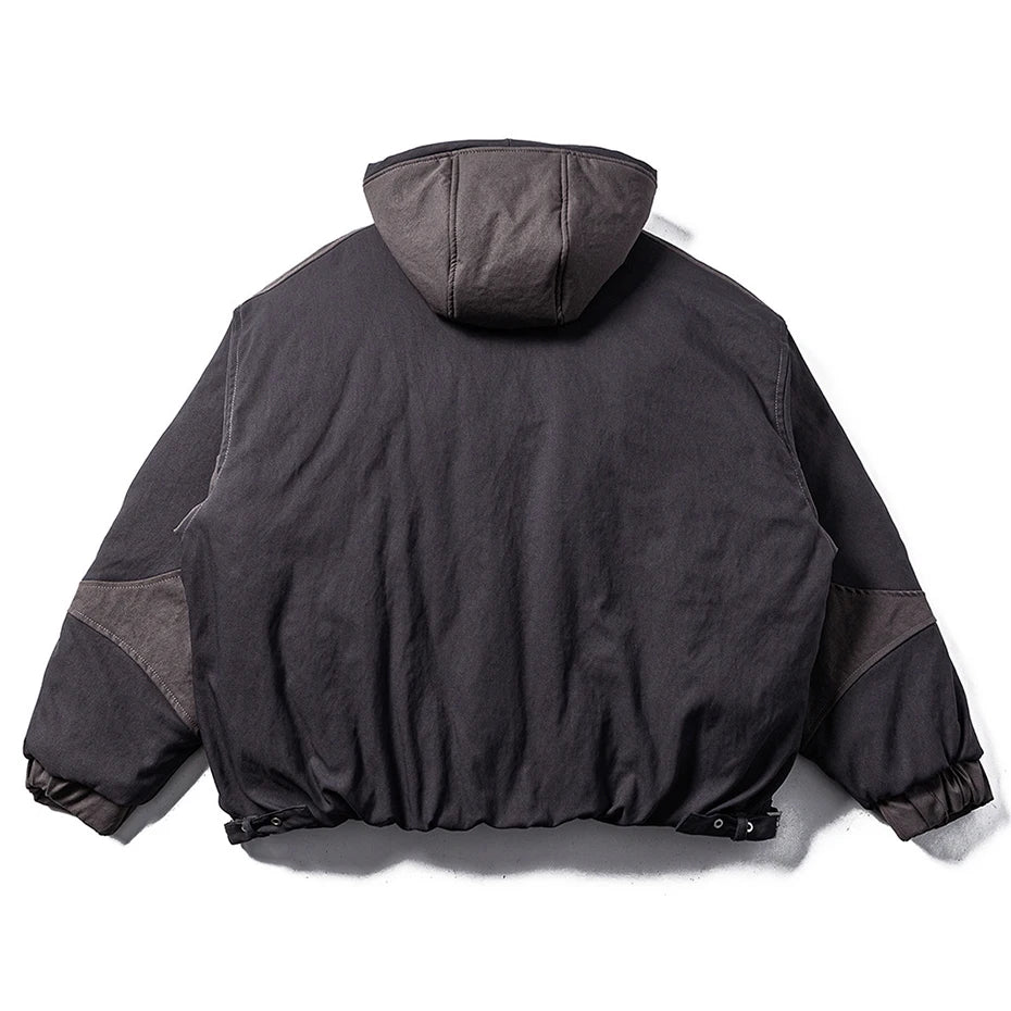 Y2K Two Tone Hooded Parka Jacket Coat