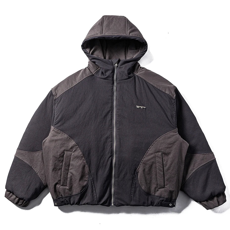 Y2K Two Tone Hooded Parka Jacket Coat
