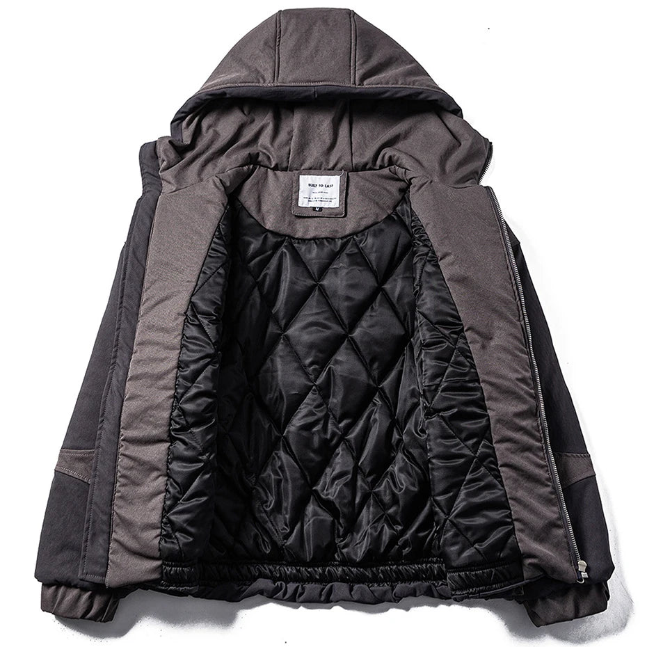 Y2K Two Tone Hooded Parka Jacket Coat