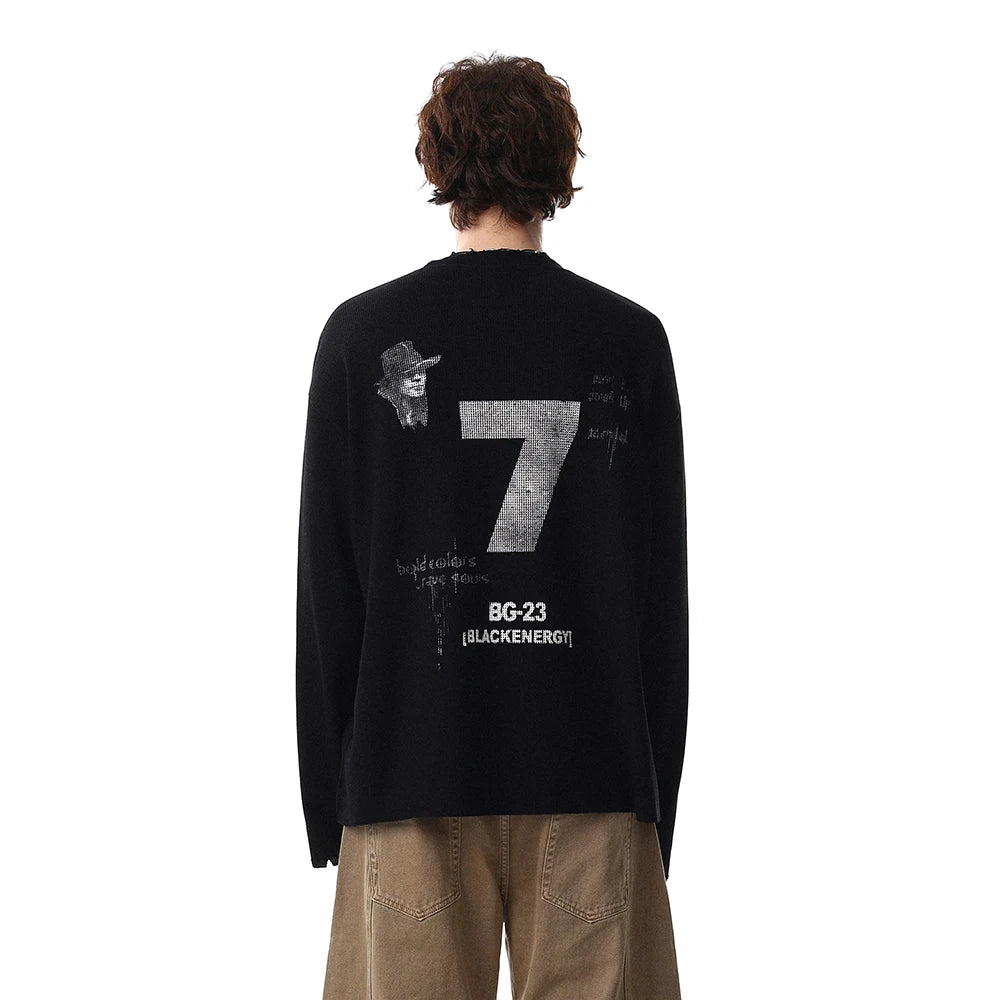 Y2K Union Jack Retro Waffle Texture Long Sleeve Top