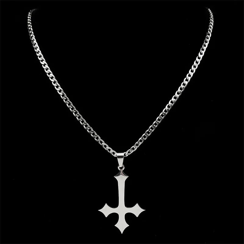 Y2K Upside Down Cross Pendant Necklace