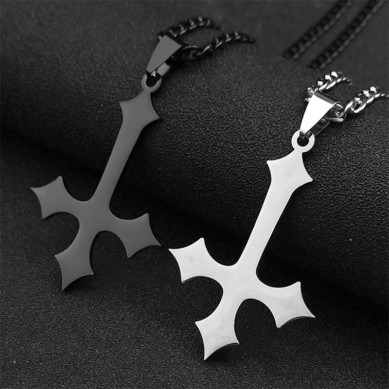 Y2K Upside Down Cross Pendant Necklace