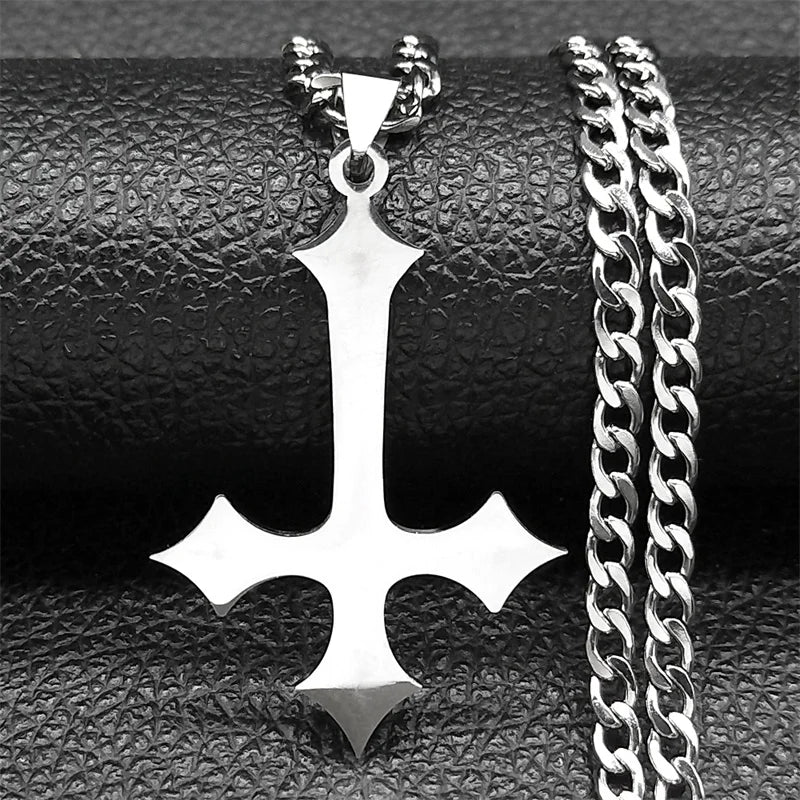 Y2K Upside Down Cross Pendant Necklace