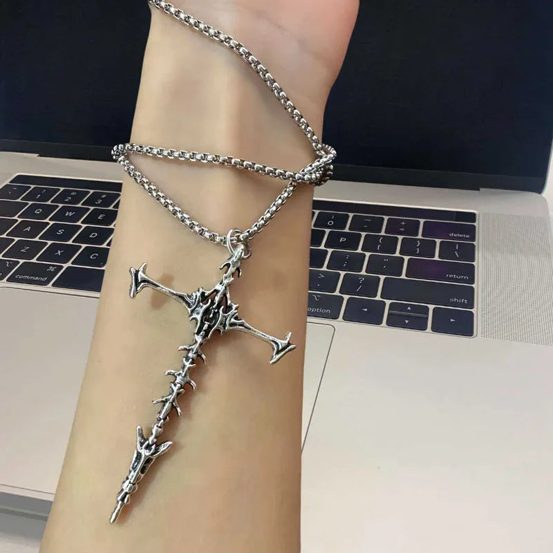 Y2K Vintage Cross Pendant Goth Necklace