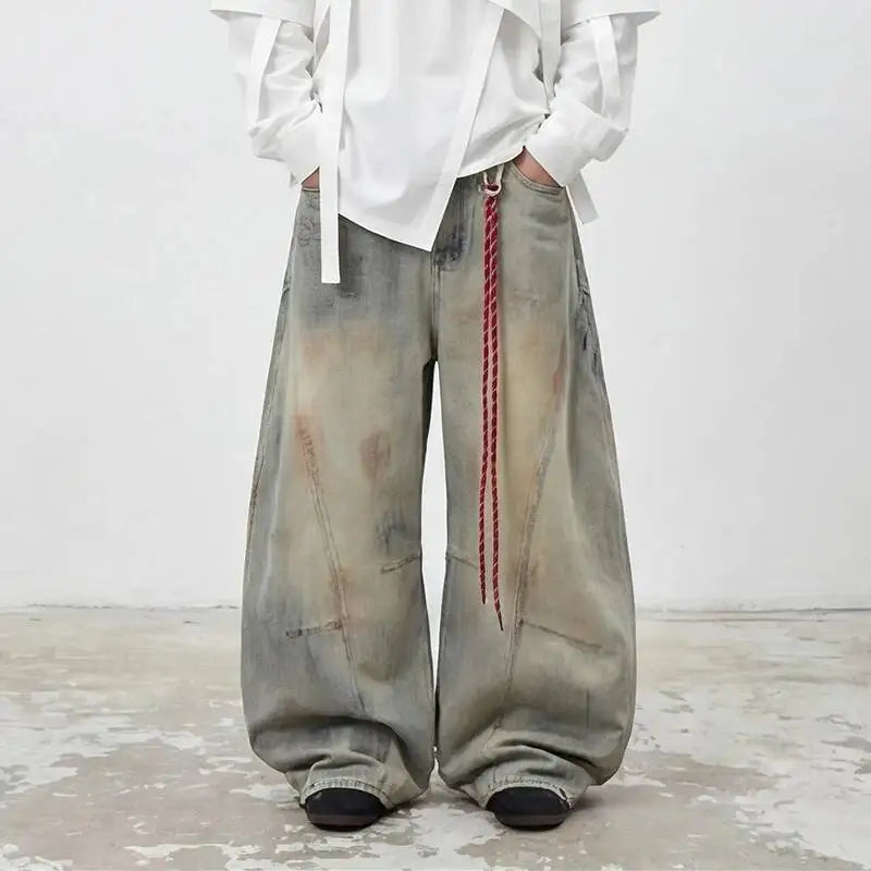 Y2K Vintage Dirty Washed Baggy Wide Leg Barrel Jeans