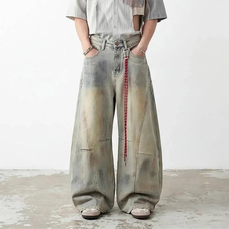 Y2K Vintage Dirty Washed Baggy Wide Leg Barrel Jeans