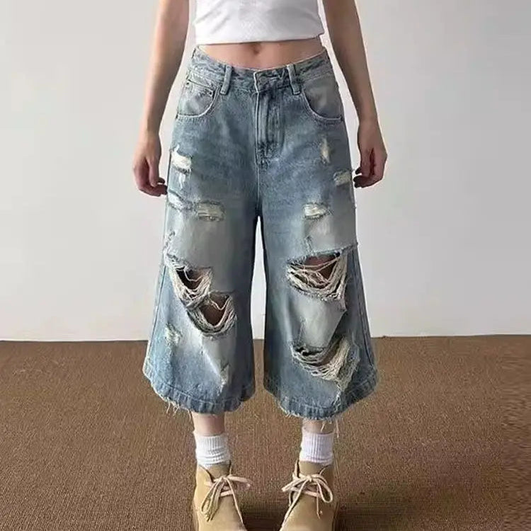 Y2K Vintage Distressed Ripped Baggy Jorts