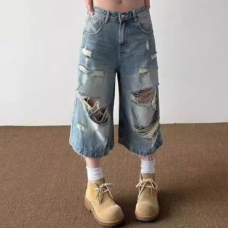 Y2K Vintage Distressed Ripped Baggy Jorts