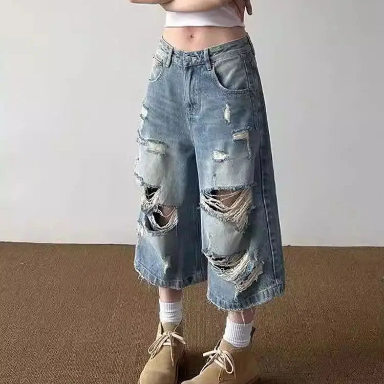 Y2K Vintage Distressed Ripped Baggy Jorts