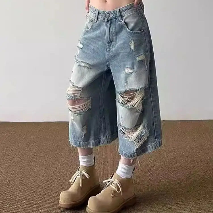 Y2K Vintage Distressed Ripped Baggy Jorts