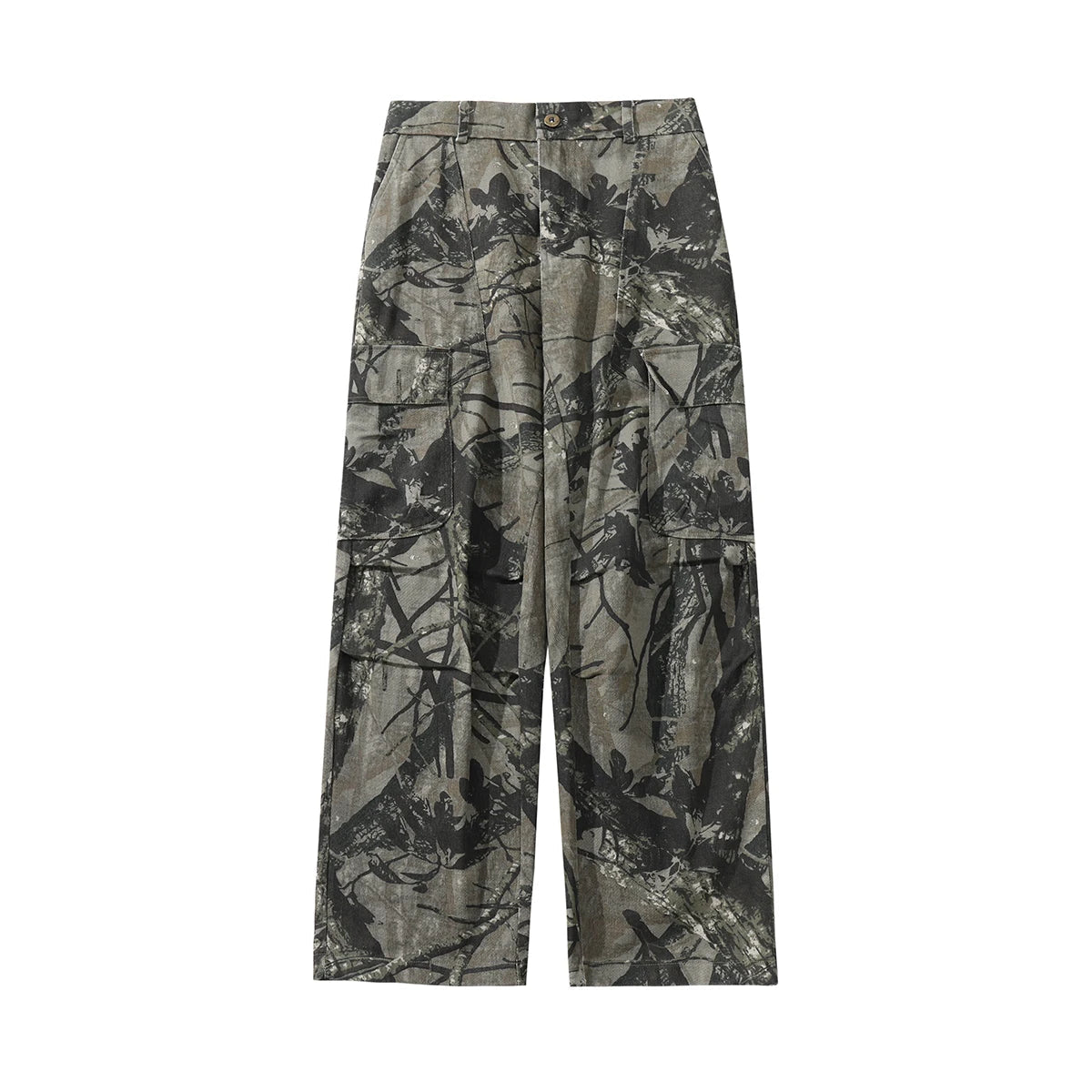 Y2K Vintage Leaf Pattern Camouflage Cargo Trousers