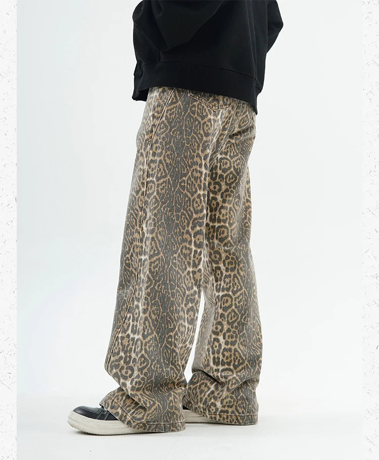 Y2K Vintage Leopard Print Baggy Jeans