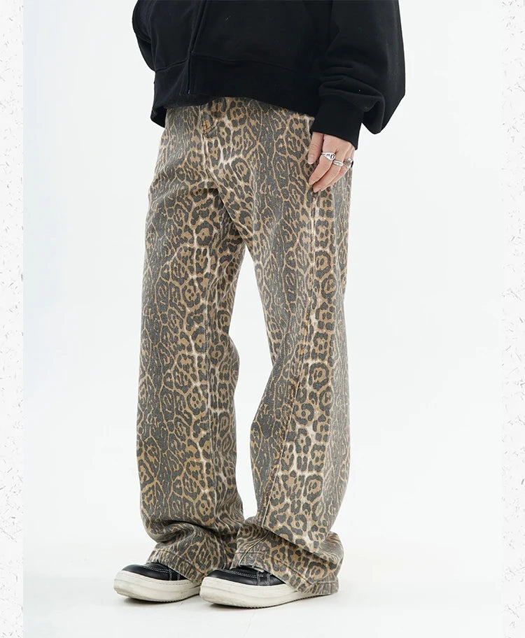 Y2K Vintage Leopard Print Baggy Jeans