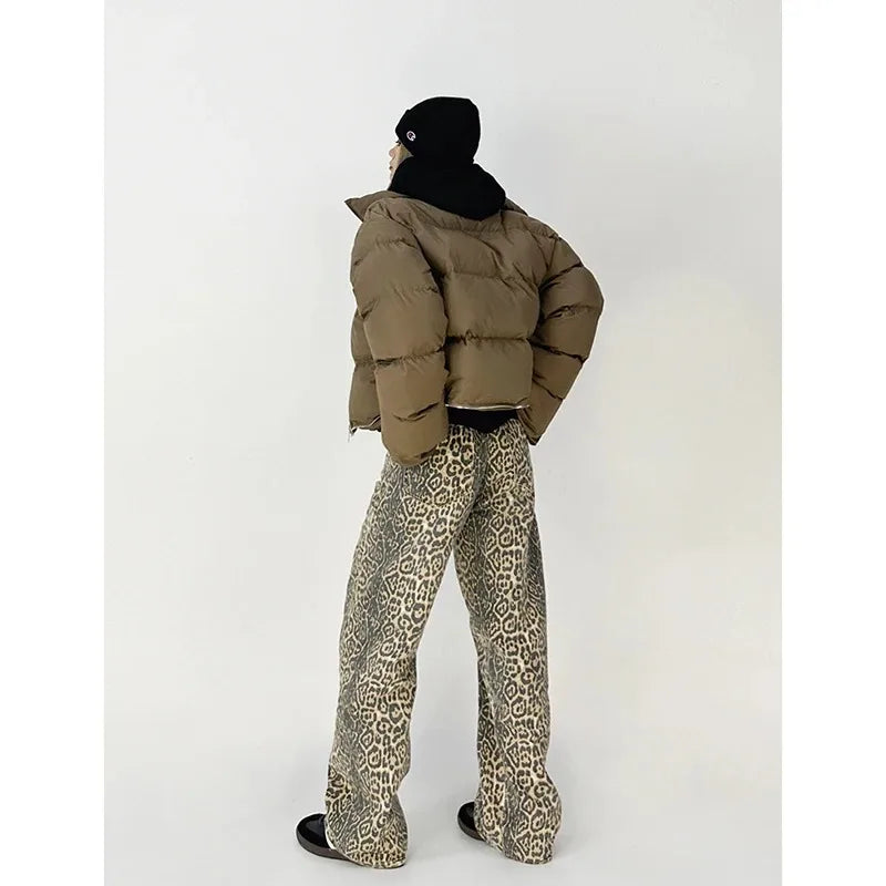 Y2K Vintage Leopard Print Baggy Jeans