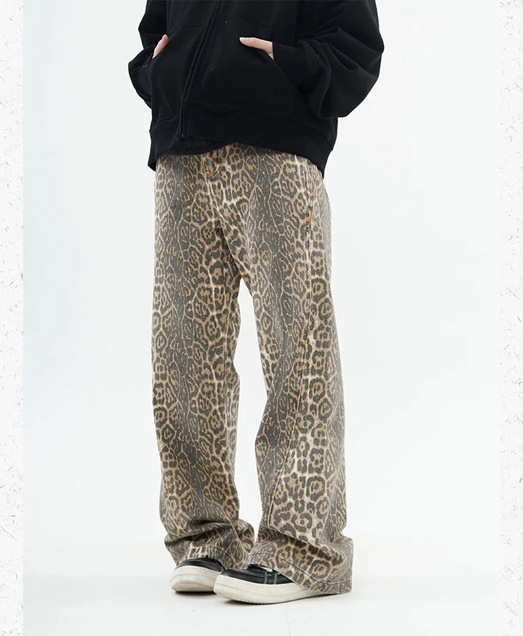 Y2K Vintage Leopard Print Baggy Jeans