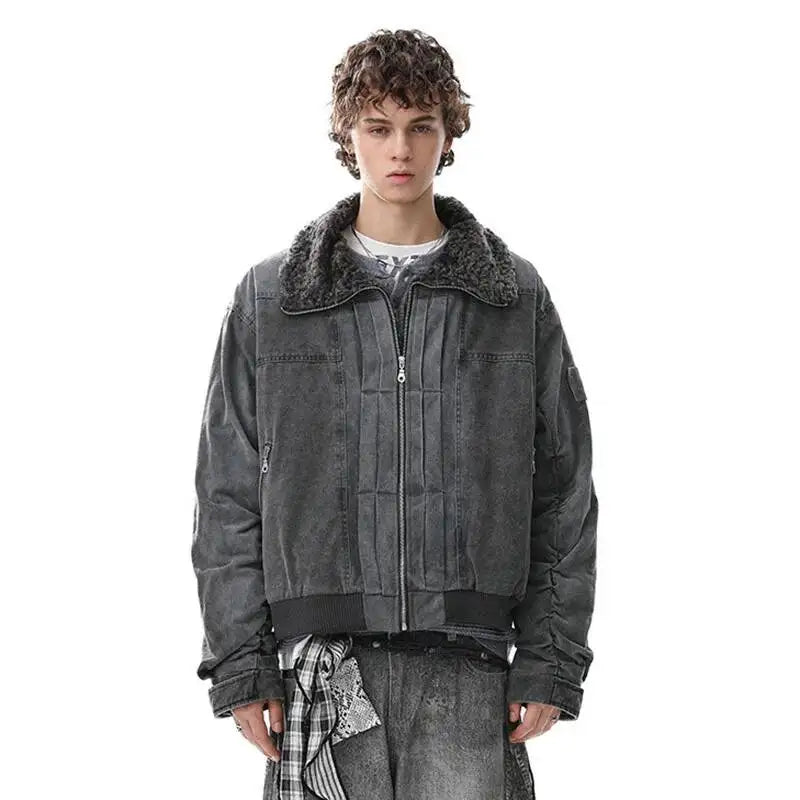 Y2K Vintage Mens Fleece Lined Padded Coat Jacket