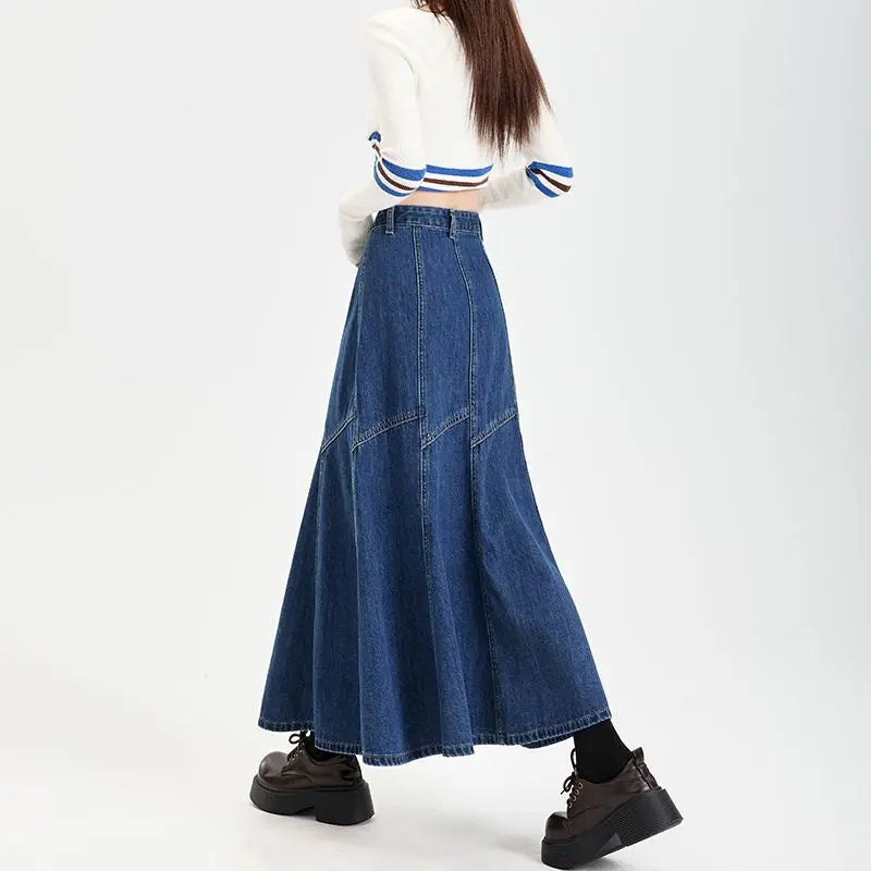 Y2K Vintage Patchwork Umbrella Maxi Skirt