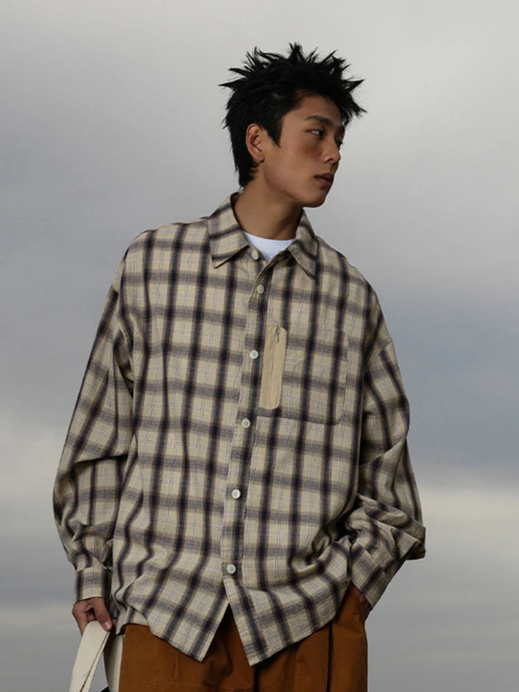 Y2K Vintage Plaid Long Sleeve Button Up Shirt