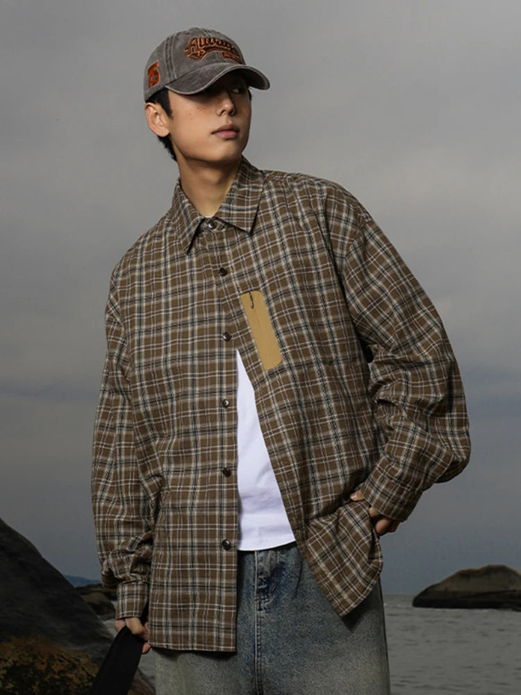 Y2K Vintage Plaid Long Sleeve Button Up Shirt