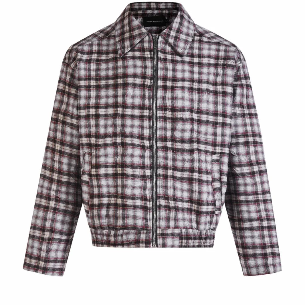 Y2K Vintage Pleated Plaid Short Jacket