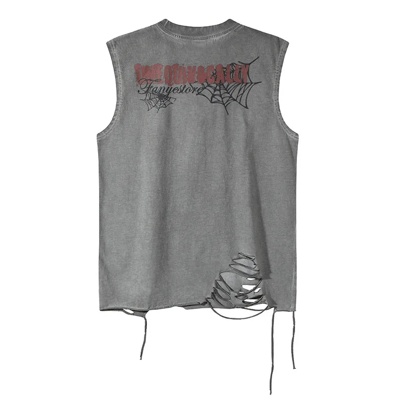 Y2K Vintage Spider Web Distressed Tank Top