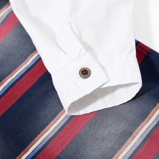 Y2K Vintage Striped Washed Mock Two Layer Polo Shirt
