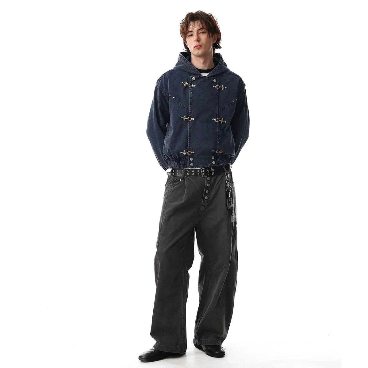 Y2K Vintage Washed Airplane Clip Denim Jacket Coat