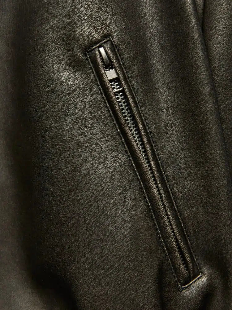 Y2K Vintage Washed Cropped Leather Jacket