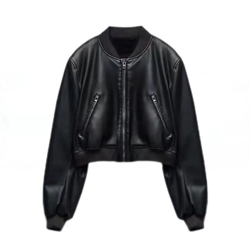Y2K Vintage Washed Leather Jacket