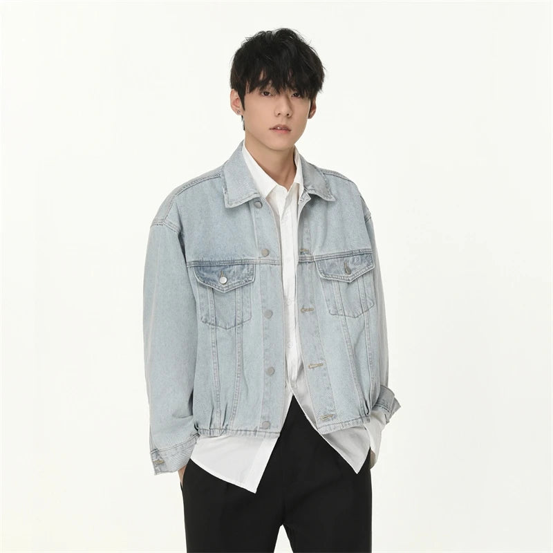 Y2K Vintage Washed Mens Button Up Denim Jacket