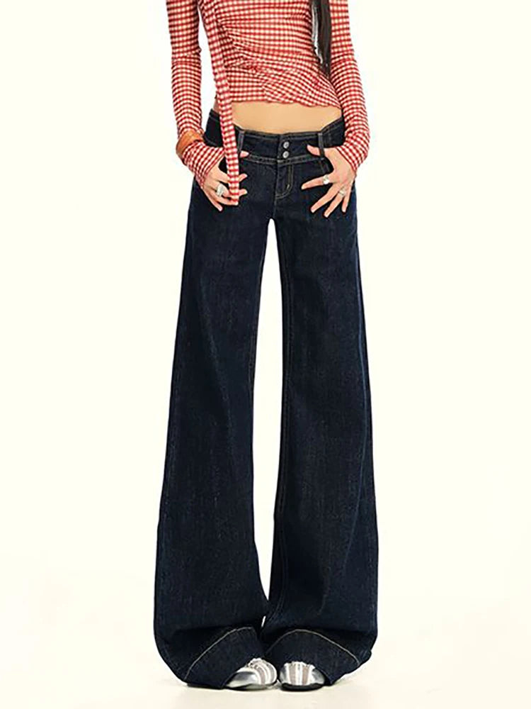 Y2K Vintage Womens Low Waist Wide Leg Jeans