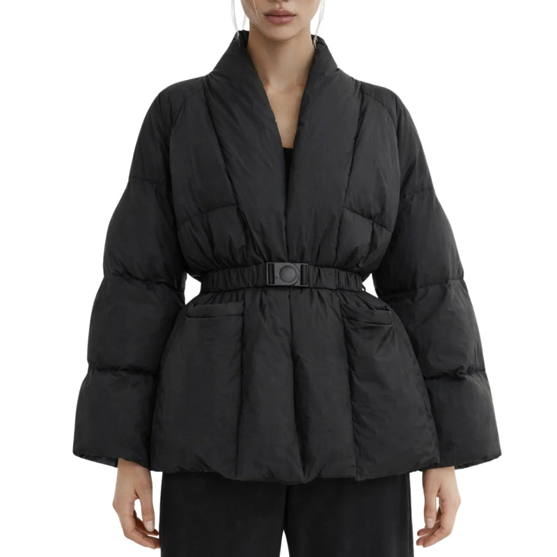 Y2K Waist Belt Padded Parka Coat