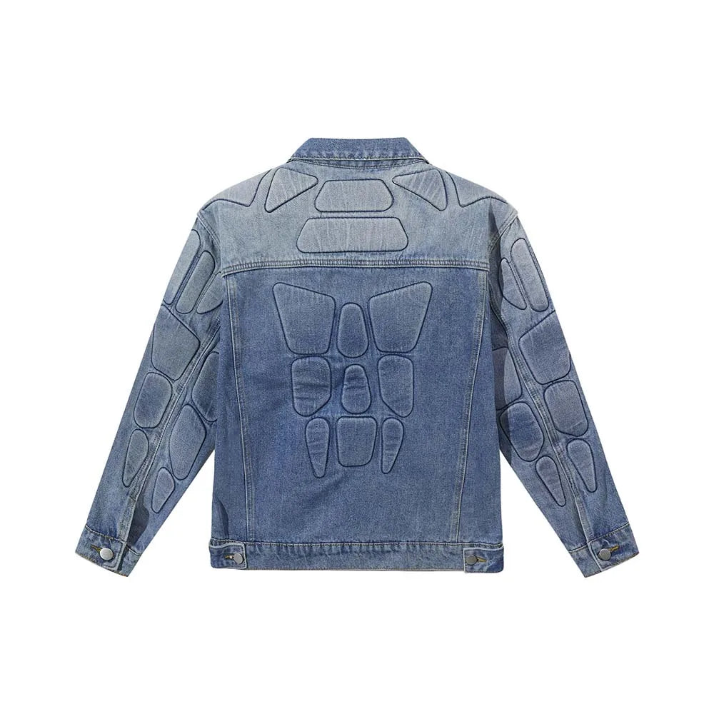 Y2K Washed Armour Panel Denim Jacket