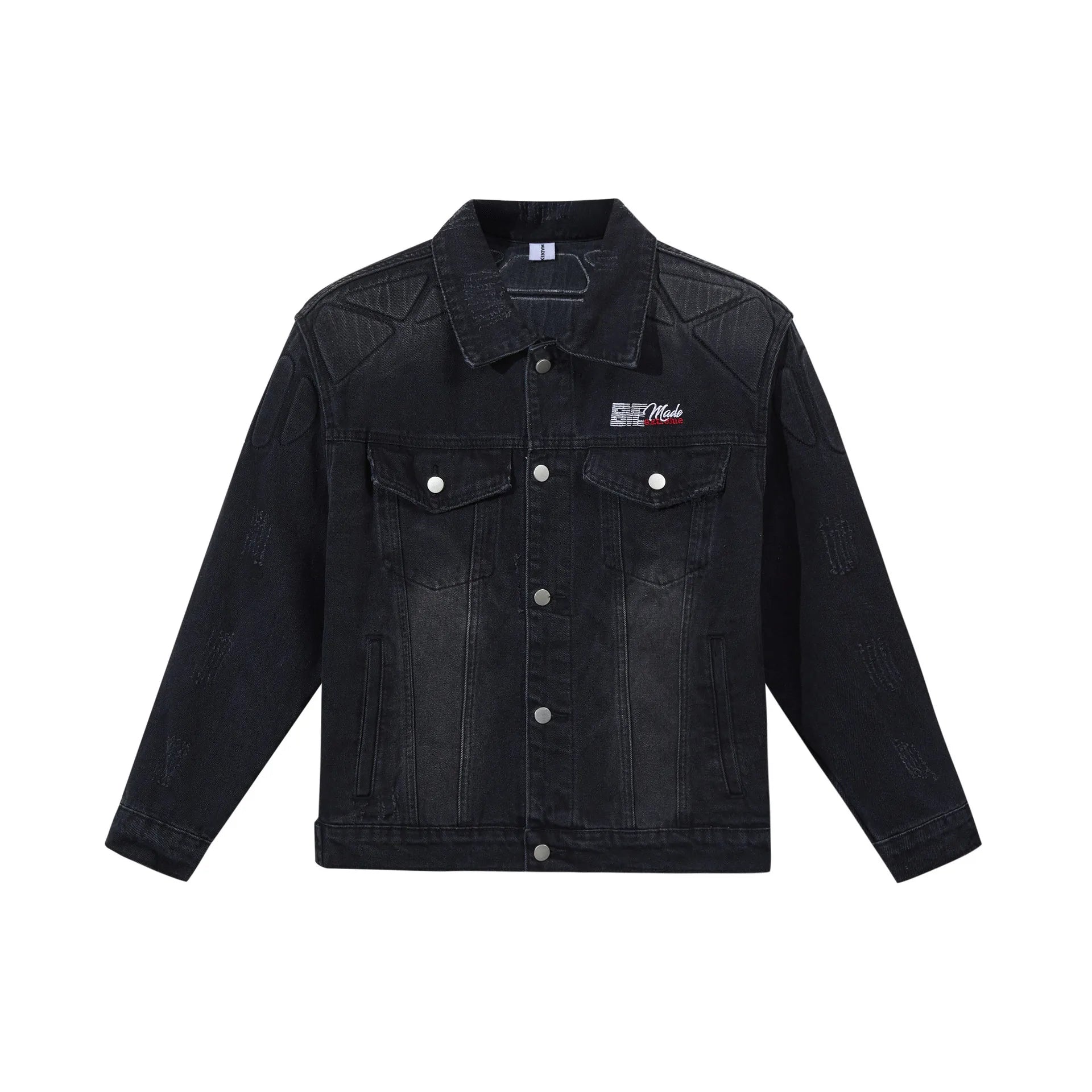 Y2K Washed Armour Panel Denim Jacket