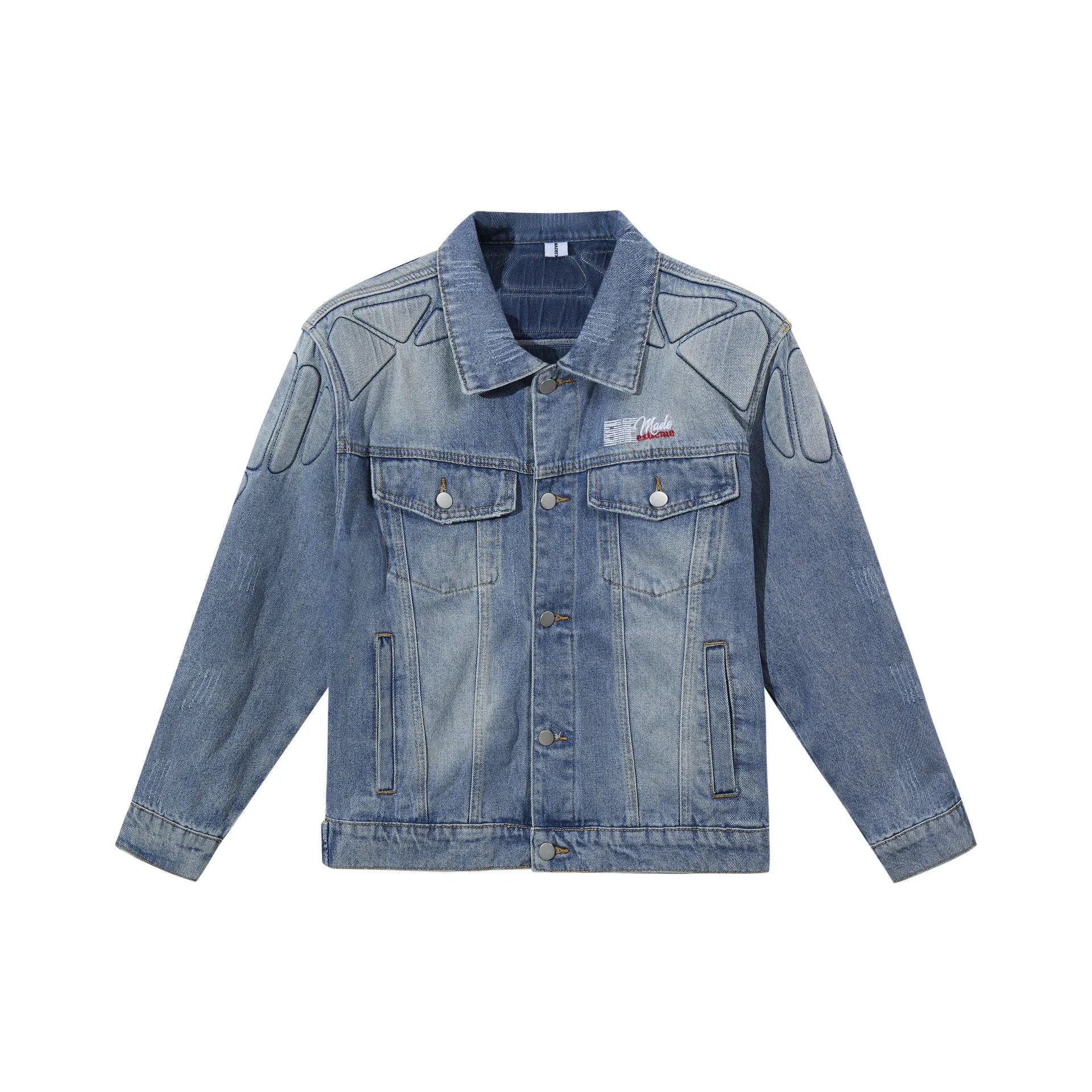 Y2K Washed Armour Panel Denim Jacket