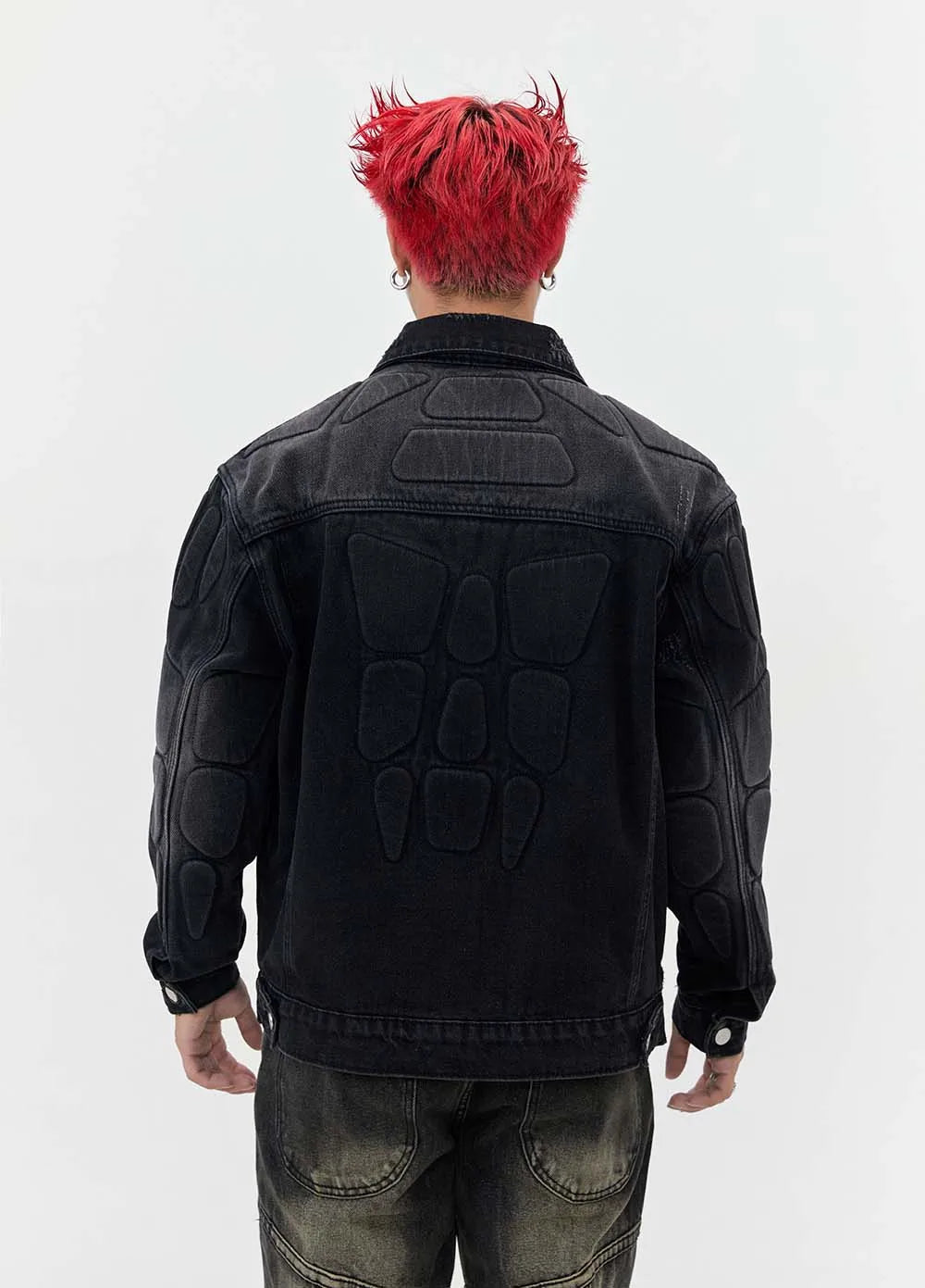 Y2K Washed Armour Panel Denim Jacket