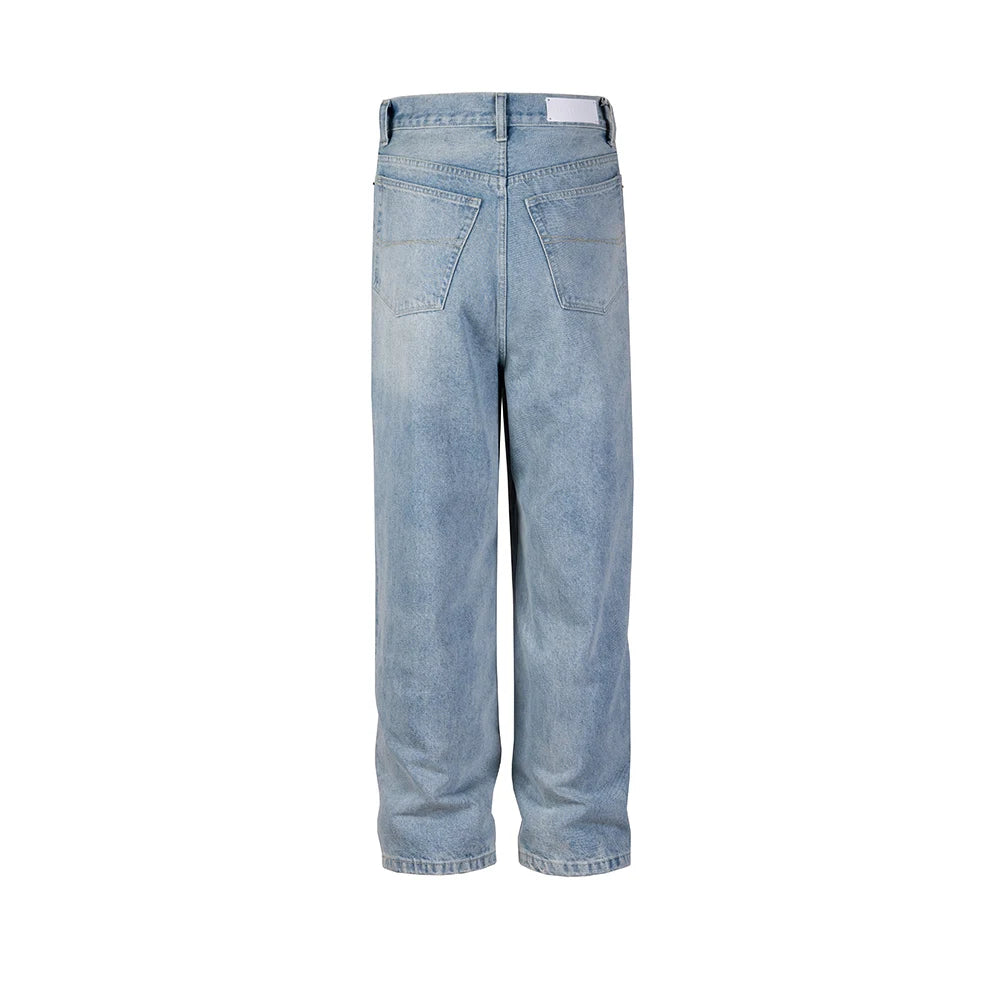 Y2K Washed Blue Streetwear Boot Cut Baggy Jeans