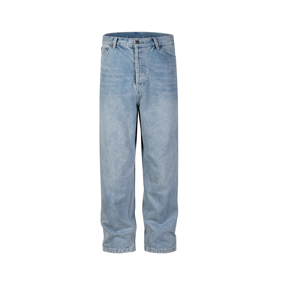 Y2K Washed Blue Streetwear Boot Cut Baggy Jeans