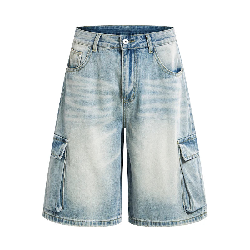 Y2K Washed Denim Cargo Jean Shorts Jorts