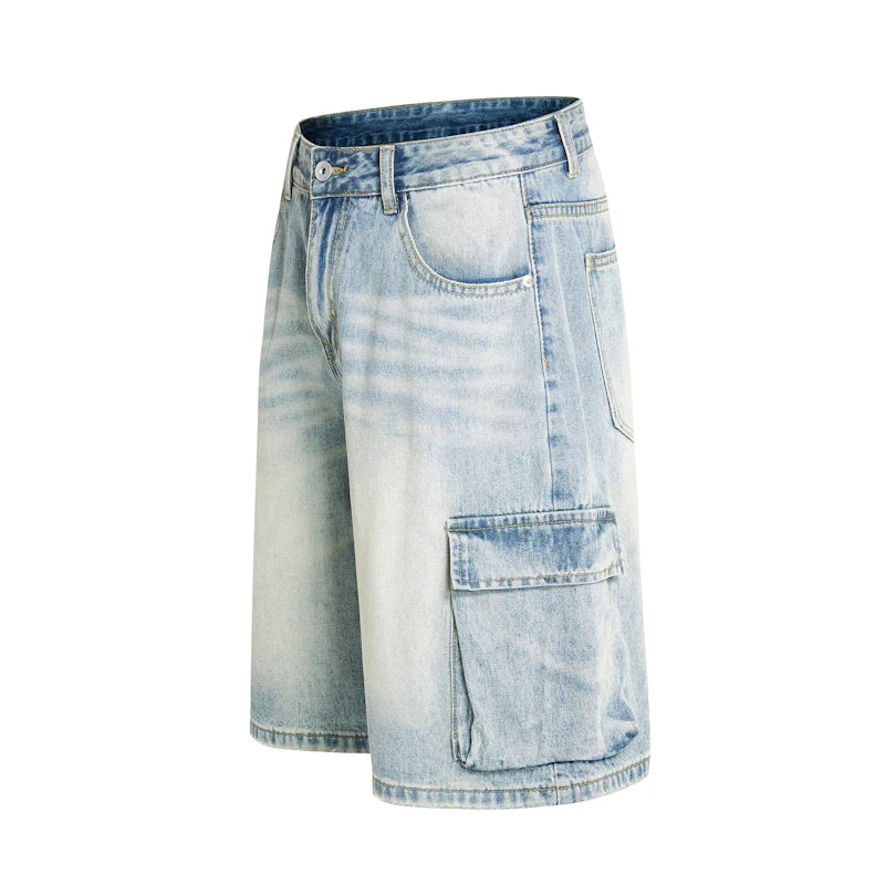 Y2K Washed Denim Cargo Jean Shorts Jorts