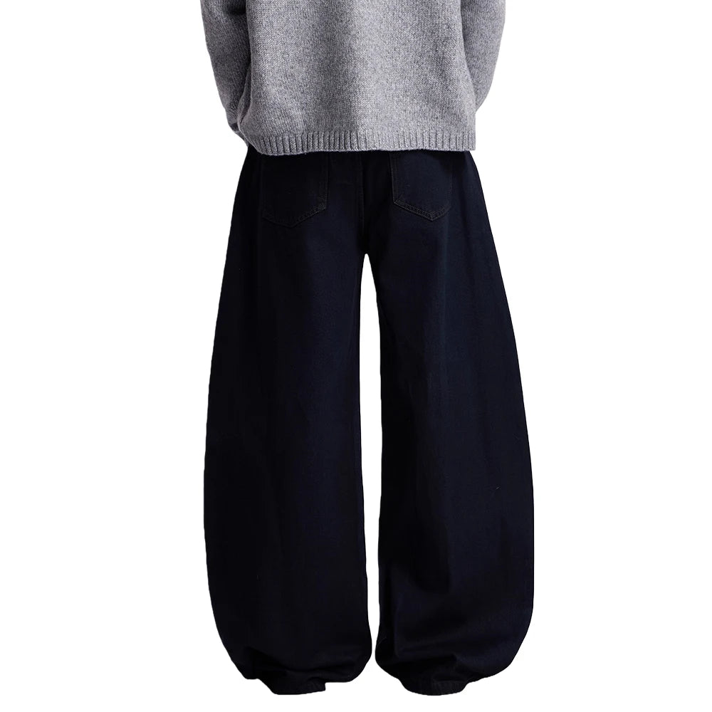 Y2K Washed Distressed Baggy Denim Curved Barrel Jeans