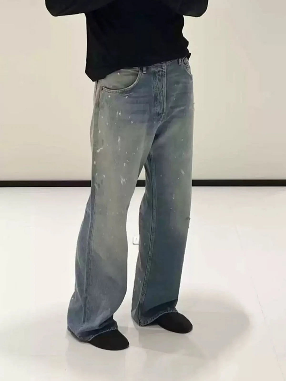 Y2K Washed Splatter Paint Denim Jeans