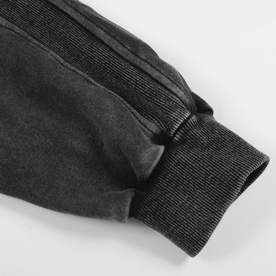 Y2K Washed Structured Full Zip Up Hoodie