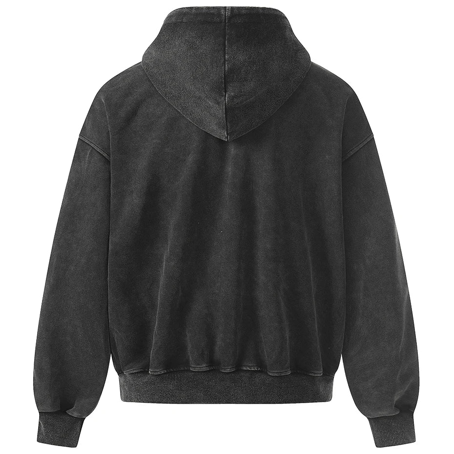 Y2K Washed Structured Full Zip Up Hoodie
