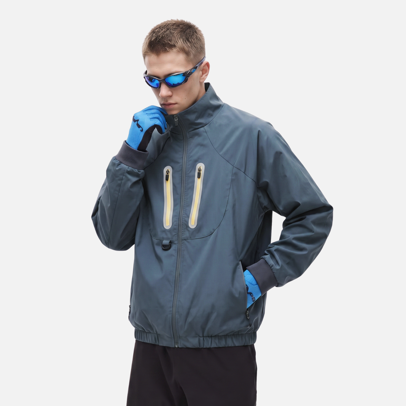 Y2K Water Resistant Outdoor Reflective Zipper Windbreaker Jacket Coat