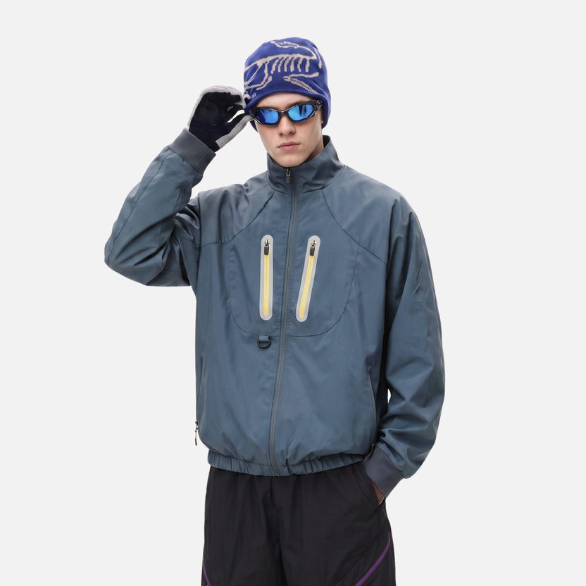 Y2K Water Resistant Outdoor Reflective Zipper Windbreaker Jacket Coat
