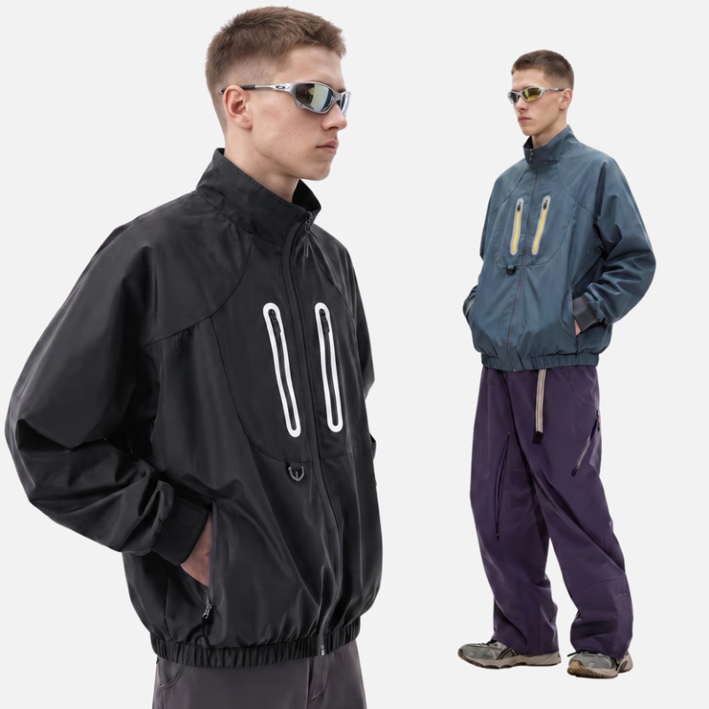 Y2K Water Resistant Outdoor Reflective Zipper Windbreaker Jacket Coat