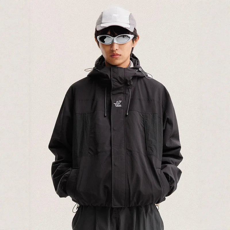 Y2K Waterproof Nylon Track Cargo Windbreaker Jacket